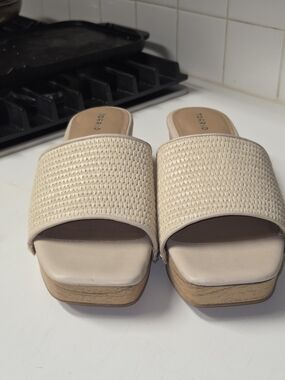 TORRID Cream Woven Slide Sandals